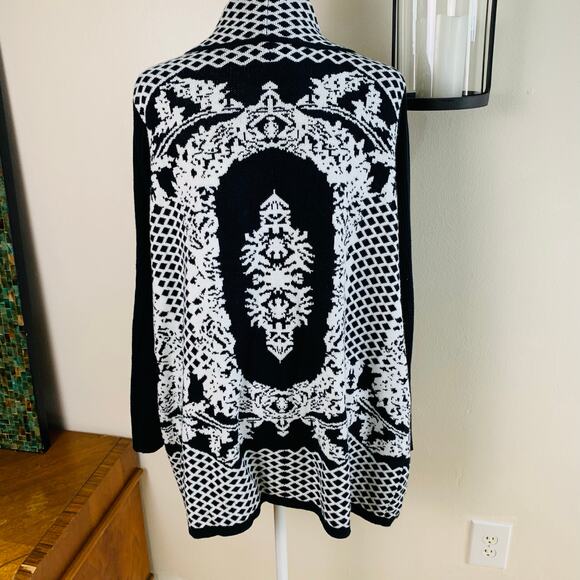 Roaman's Size 18 / 20 Cardigan Sweater Diamond Cage Open Front Cozy Knit Relaxed - Picture 11 of 14